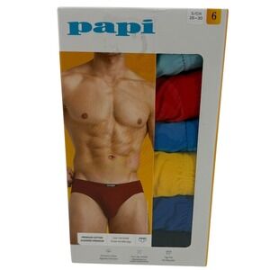 Papi Mens‎ 6-Pack Premium Cotton Low-Rise Briefs Multicolor Size Small  NEW